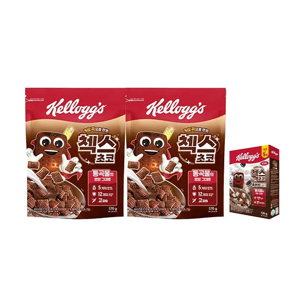 [11번가] 켈로그 오곡 첵스초코 570g, 2개 + 증정(쿠키앤크림 120g, 1개)