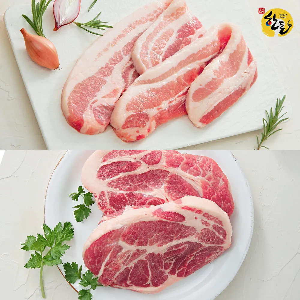 육류도가 한돈 삼겹살 500g+목살 500g /국내산 돼지고기 : 육류도가