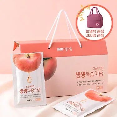 (선착순 200명/보냉백증정) 2026 햇복숭아로 만든 생생복숭아즙 30팩*1박스