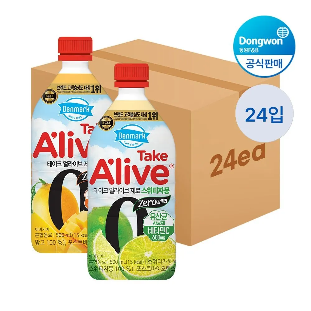 [동원](원데이) 테이크 얼라이브 제로 2종 스위티자몽/망고 500ml 12+12 골라담기 : 롯데ON