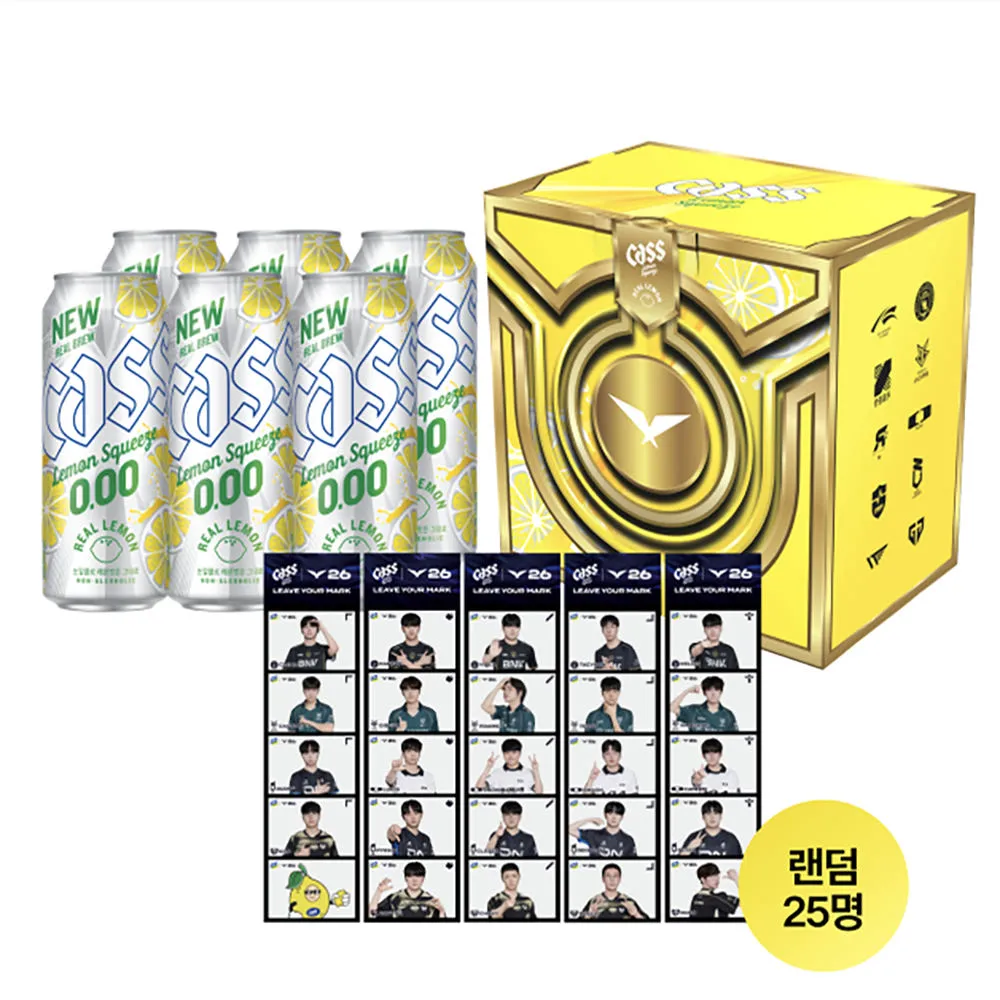 [한정판] 카스 레몬 스퀴즈 제로 (0.00) LCK 레전드팩 495ml 6캔+포토카드+피규어(랜덤)+LCK 결승전 티켓(랜덤)