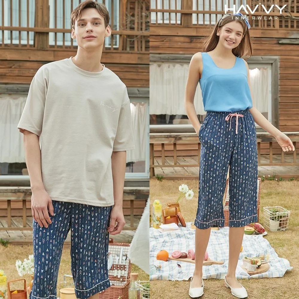 [하비][딜크릿] 1+1 남녀커플 여름인견100% 홈웨어 쿨팬츠 파자마 (색상랜덤) : 롯데ON