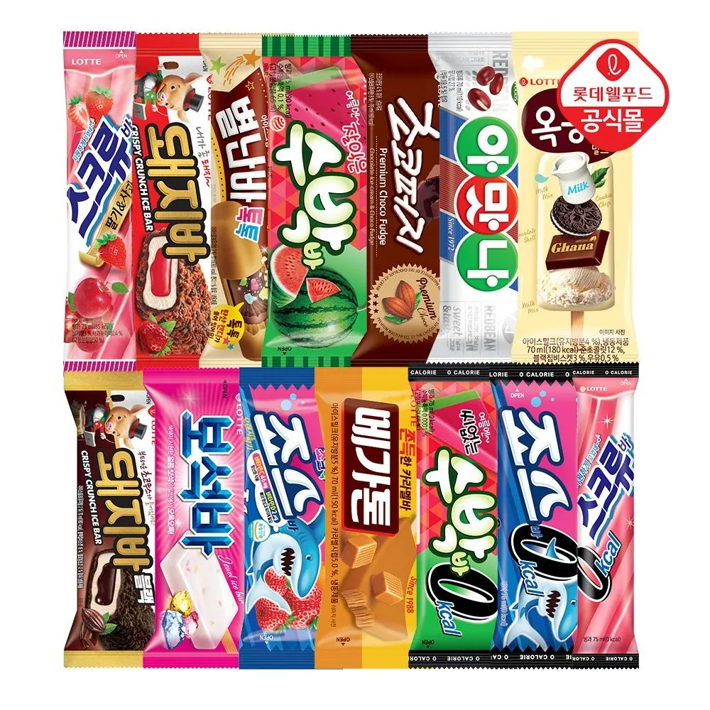 [롯데웰푸드]롯데 바 아이스크림 14종 20+20 총 40개 골라담기 스크류바/수박바/돼지바/옥동자 등 : 롯데ON