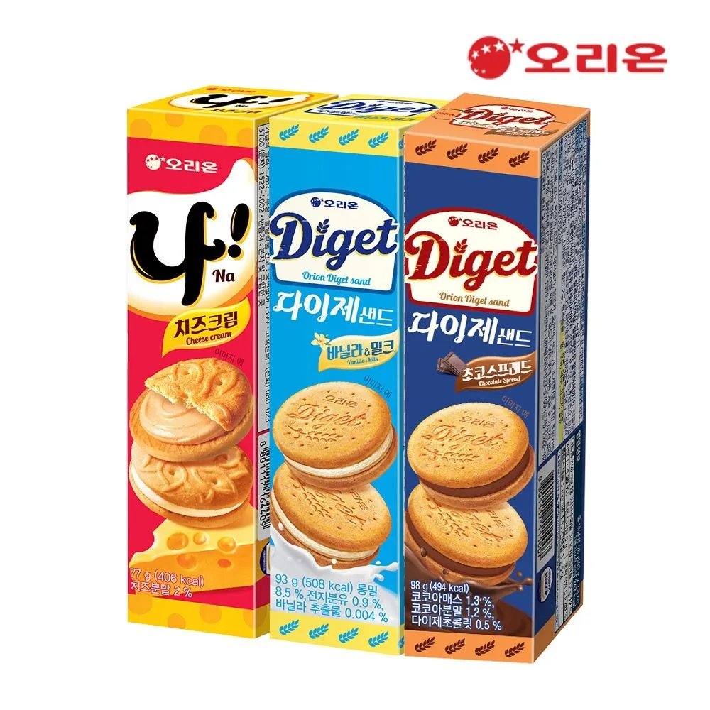 [오리온]오리온 다이제샌드 바닐라밀크 93g 5개+초코스프레드 98g 5개+나샌드 77g 5개 : 롯데ON