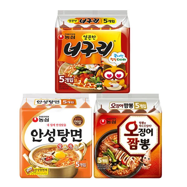 농심 오짬안성너굴 (오징어짬뽕 5입,안성탕면 5입,얼큰한너구리 5입)