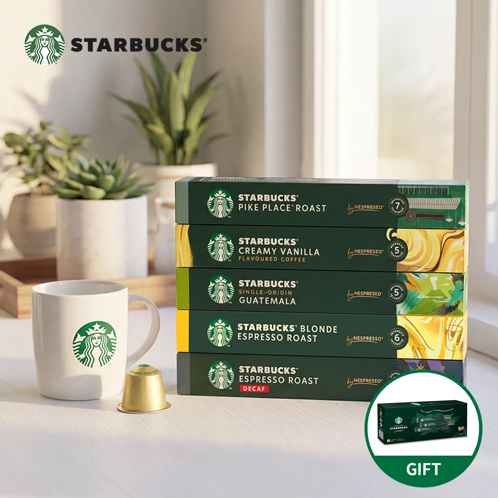 [총 9박스] 스타벅스 캡슐 커피 6박스(60캡슐) by 네스프레소 + 멀티팩(30캡슐) & 커피 원액 샘플 증정