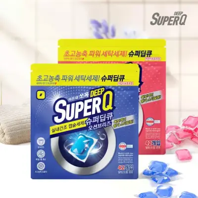 [11번가] 슈퍼딥큐 오션브리즈 42개입+플라워코튼 42개입 대용량 캡슐세제 고농축 실내건조 드럼 일반 겸용