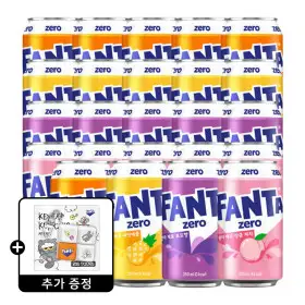 환타 제로 오렌지+파인+포도+피치 350ml 4종 6입 (총 24캔) +(증정) 조앤프렌즈 키캡키링