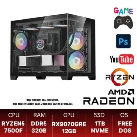 (혜택가 199만)라이젠 5 7500F / DDR5 32GB / RX 9070 GRE / 1TB 게이밍 PC (메모리 방열판 무상 장착)