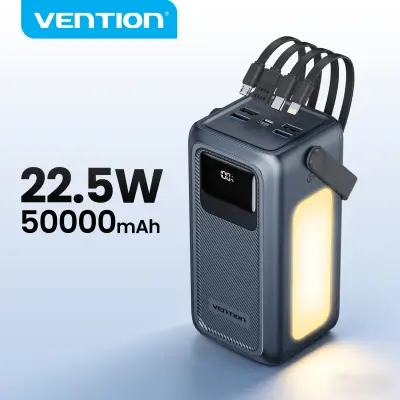 [Vention] 22.5W 50000mAh 파워 스테이션 아이폰용 휴대용 외부 배터리 가정용 캠핑용 LED 충전기가 있는 삼성 보조 배터리