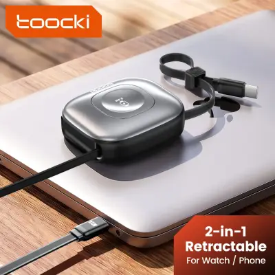 [투키] 2-in-1 자석식 접이식 충전 케이블, 100W USB-C 고속 충전 + 2.5W 무선 워치 도킹 스테이션 (아이폰, 애플 워치, 삼성 호환)