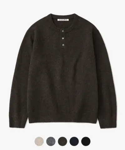 [수아레] (SUARE) (XXL 추가) 데일리 헨리넥 니트 - 5 COLOR