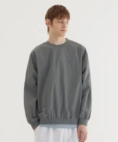 [커버낫] (COVERNAT) 우븐 유틸리티 맨투맨 Sage Gray
