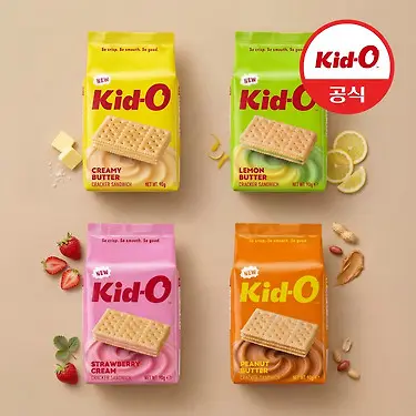 [6+6] 키도 크래커 90g 4종 골라담기 (크리미버터/딸기/레몬버터/피넛버터) | 톡딜