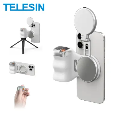 [TELESIN] 전화 카메라 촬영 핸드 그립 자기 스마트 폰 홀더 촬영 보조 아이폰 안드로이드 전화에 대한 원격 제어 핸들