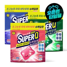 (100개입+100개입) 슈퍼딥큐 캡슐세제 3종 택1 (오션브리즈/플라워코튼/포레스트) 실내건조 드럼세탁기 세제