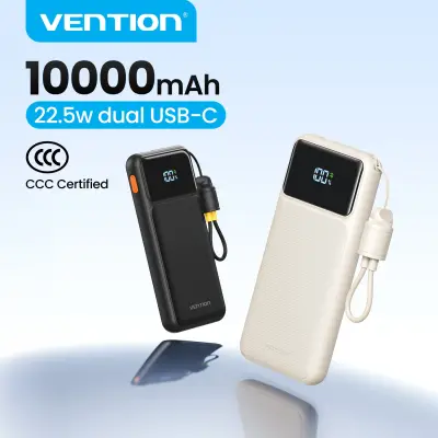 [벤션] CCC 22.5W 10000mAh 휴대용 고속 충전 보조 배터리, 아이폰 18, 17, 삼성 S26용, 3C 인증 보조 배터리