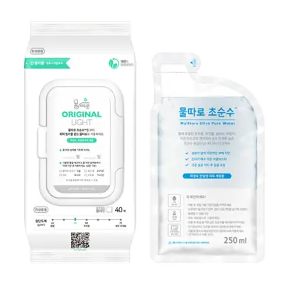 [오리지날] 물따로 오리지날 라이트 신생아 아기 물티슈 캡형 (40매/12set) 12팩