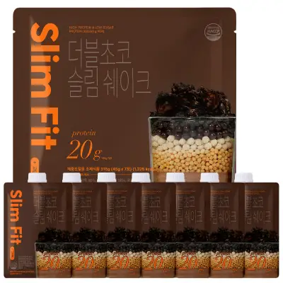 [익스트림] 단백질 20g 슬림쉐이크, 더블초코, 45g, 7포, 1세트