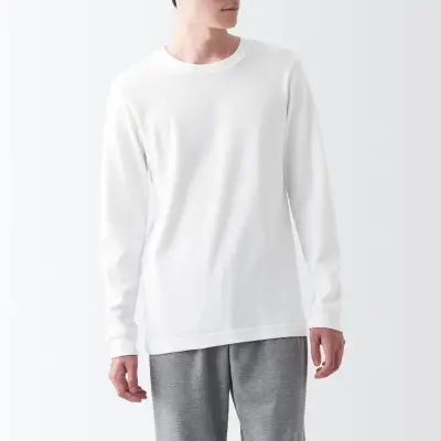 [무인양품] 남성 울 혼방 발열면 크루넥 긴소매 티셔츠 (내복) (발열내의) FA194A3A