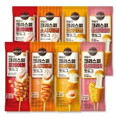 애슐리핫도그 4종 혼합 세트(포테이토2+소시지탱글2+모짜탱글2+통모짜2) 총 8개