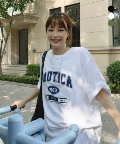 [노티카] (NAUTICA) 아치 프레임 로고 티셔츠(3colors) NTS6026