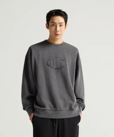 [챔피온] (CHAMPION) C로고 피그먼트 오버핏 스웨트셔츠 Charcoal