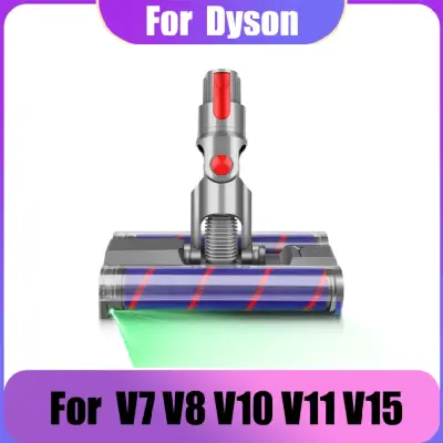 [다이슨] V7 V8 V10 V11 V15 진공 청소기 부품 회전식 이중 소프트 롤러 브러시 헤드 LED 조명, 단단한 바닥용으로 설계됨