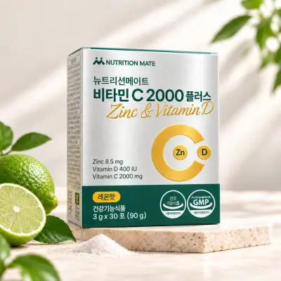 [출시기념] 맛있는 레몬맛 비타민C 2000 플러스 30포 아연 비타민D 면역 고함량 메가
