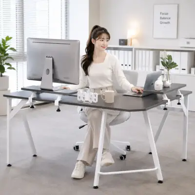 [라베스토] 1인용 컴퓨터 코너 ㄱ자 사무용 책상 멀티데스크R 1500
