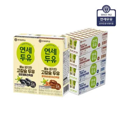 [연세우유][딜크릿] 연세 뼈를 생각한 고칼슘 두유 진득찰 검은콩+호두아몬드180ml X 96팩