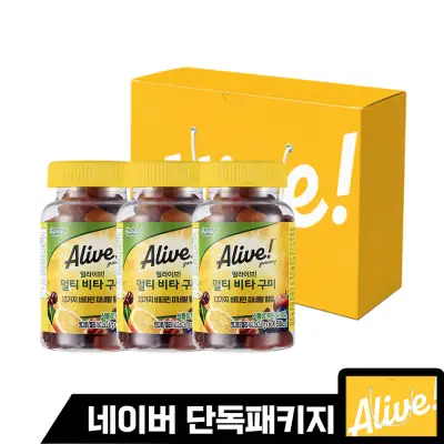 네이버단독)얼라이브 멀티 비타 구미 종합 비타민 선물세트(60구미 3개+선물박스)