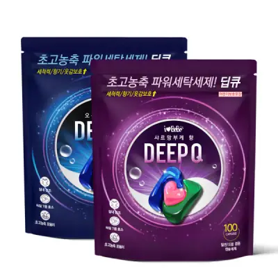 (100개+100개) 딥큐 3in1 오션브리즈/샤르망부케 2종 택1 캡슐세제 실내건조 고농축 대용량 세탁 드럼 세제 100개입