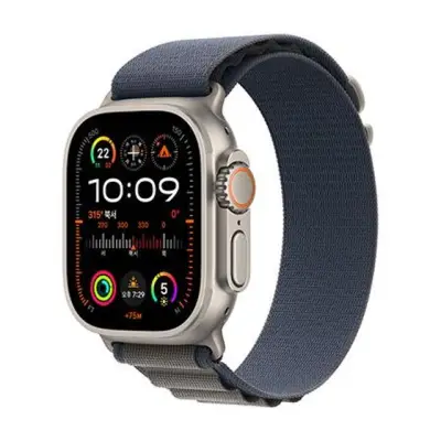 [애플워치] 울트라 2세대 GPS + Cellular 49mm 내추럴 티타늄 케이스 블루 알파인 루프 - Large MREQ3KH/A < 디지털그랩 < 이마트