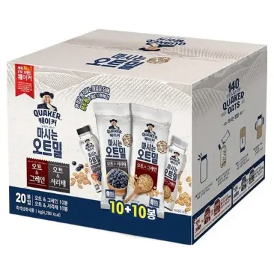 [퀘이커] 마시는 오트밀 그레인 서리태 낱봉팩 - 선식가루 10+10