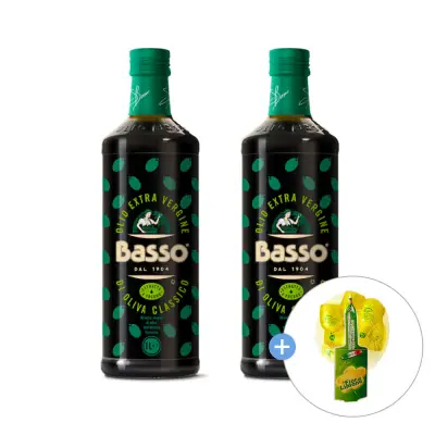 [무료배송] 바쏘 엑스트라버진 올리브유 1L x 2개 (피오디 레몬 48ml 증정) / 이탈리아 지중해 올리브 오일 풀링 식물성 저온압착