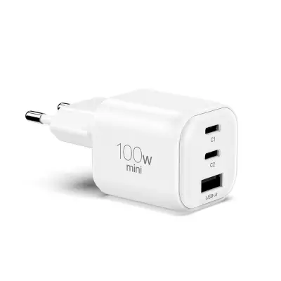 [베이직기어] 100W PD3.2 AVS GaN 초고속 미니 충전기 3포트, 화이트