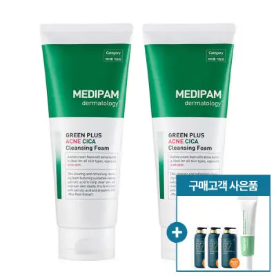 (할인쿠폰+정품 스팟젤15ml+파우치3매 증정) 메디팜 여드름 기능성 클렌징폼 220ml 2개