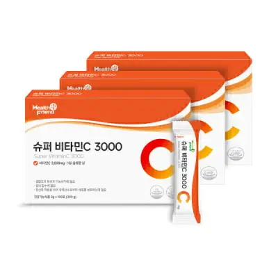 [슈퍼] 비타민C 3000 3박스(300포) 10개월분 건강기능식품 고함량 비타민씨 100% 분말 파우더