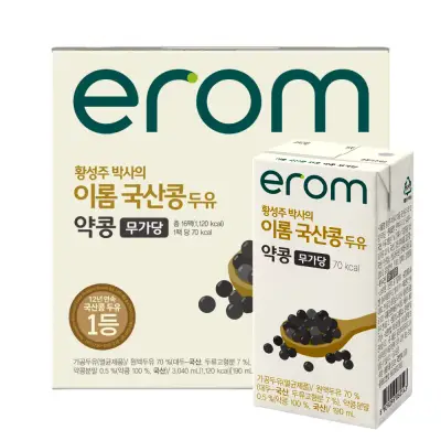 [이롬] 국내산 약콩 무가당 두유, 190ml, 16개