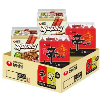 [농심] 신라면 10개 120g + 짜파게티 10개 140g 세트, 1세트 - 봉지라면